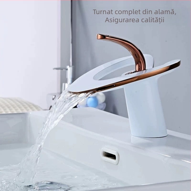 Robinet de baie din cupru, design modern minimalist, amestecător pentru baie, deschidere prin ridicare, diametru intrare-ieșire 2/1, ventil ceramic cu disc