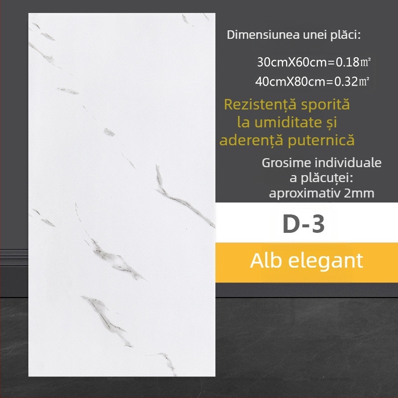Autocolant decorativ pentru perete, aspect plăci marmură, PVC, autoadeziv, rezistent la apă și umiditate, baie