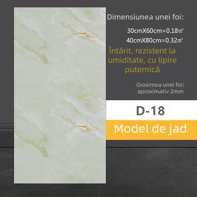 Autocolant decorativ pentru perete, aspect plăci marmură, PVC, autoadeziv, rezistent la apă și umiditate, baie