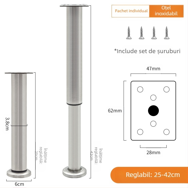 Picioare reglabile pentru mobilier – Qiaoju qiaojian hardware, model QJDL-BXGGJ-7, material: oțel inoxidabil/oțel laminat la rece, potrivite pentru dulapuri și canapele, stil modern minimalist