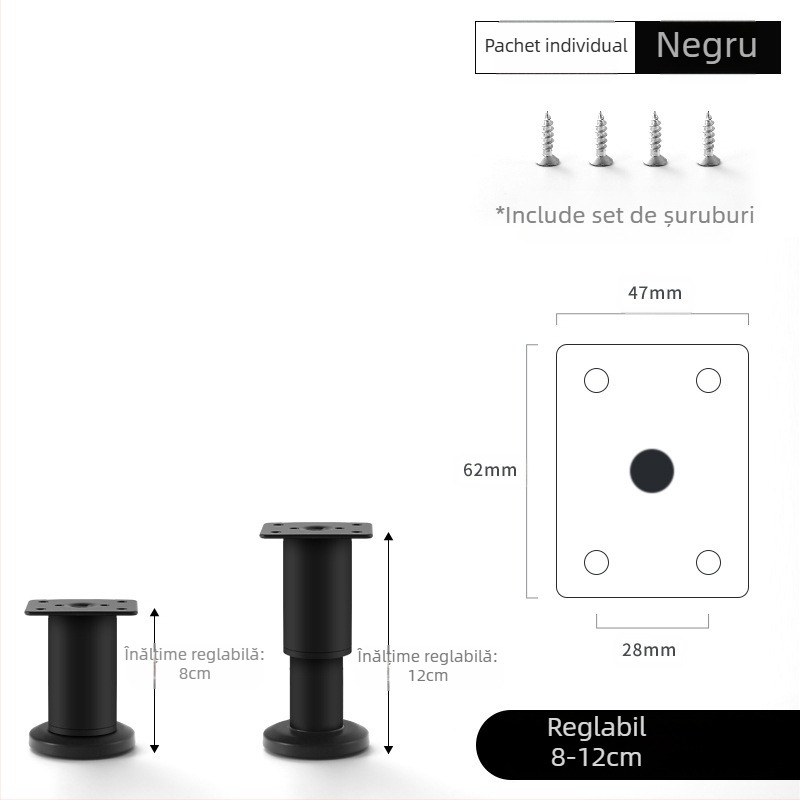 Picioare reglabile pentru mobilier – Qiaoju qiaojian hardware, model QJDL-BXGGJ-7, material: oțel inoxidabil/oțel laminat la rece, potrivite pentru dulapuri și canapele, stil modern minimalist