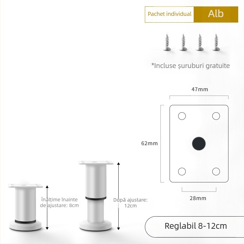 Picioare reglabile pentru mobilier – Qiaoju qiaojian hardware, model QJDL-BXGGJ-7, material: oțel inoxidabil/oțel laminat la rece, potrivite pentru dulapuri și canapele, stil modern minimalist