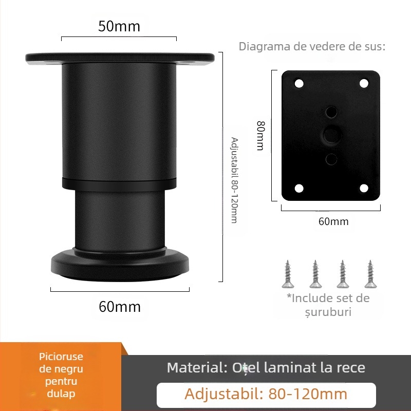 Picioare reglabile pentru mobilier – Qiaoju qiaojian hardware, model QJDL-BXGGJ-7, material: oțel inoxidabil/oțel laminat la rece, potrivite pentru dulapuri și canapele, stil modern minimalist