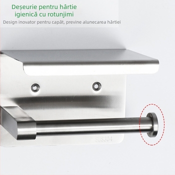 Huanuo suport pentru hârtie igienică din oțel inoxidabil 304, formă pătrată, finisaj oglindă, stil modern minimalist