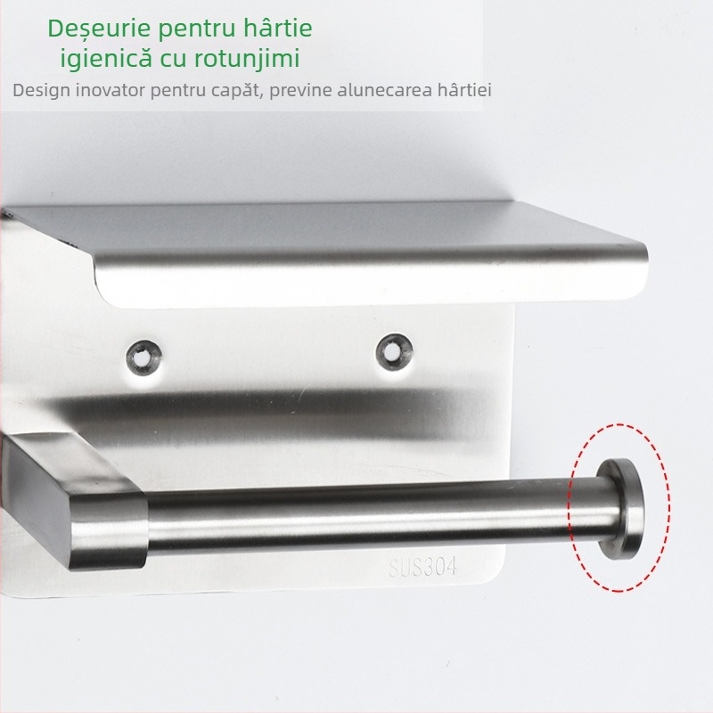 Huanuo suport pentru hârtie igienică din oțel inoxidabil 304, formă pătrată, finisaj oglindă, stil modern minimalist
