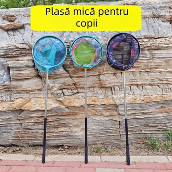 Plasă pentru copii cu tijă telescopică din oțel inoxidabil și aliaj de aluminiu pentru pescuit, fluturi și insecte