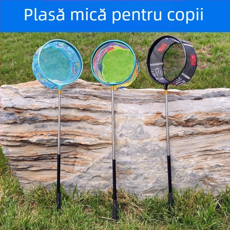 Plasă pentru copii cu tijă telescopică din oțel inoxidabil și aliaj de aluminiu pentru pescuit, fluturi și insecte