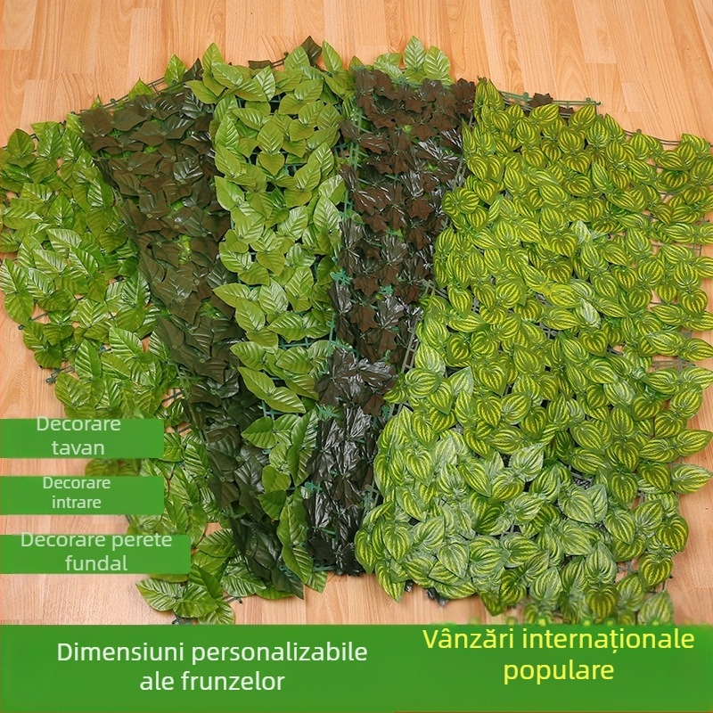 Panou de gard artificial cu frunze verzi pentru balcon și decor exterior