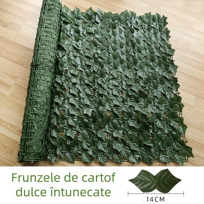 Panou de gard artificial cu frunze verzi pentru balcon și decor exterior