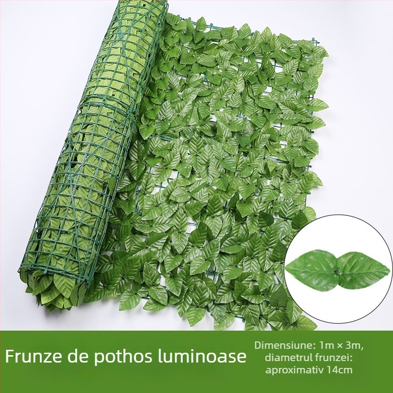 Panou de gard artificial cu frunze verzi pentru balcon și decor exterior