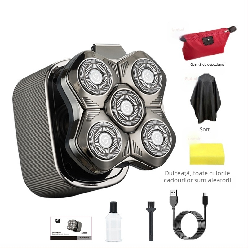 Aparat de ras electric pentru bărbați, cu cap de tăiere plutitor, baterie încorporată 500–800 mAh, autonomie peste 60 de minute, motor fără perii, încărcare și alimentare cu utilizare dublă