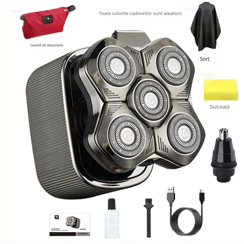 Aparat de ras electric pentru bărbați, cu cap de tăiere plutitor, baterie încorporată 500–800 mAh, autonomie peste 60 de minute, motor fără perii, încărcare și alimentare cu utilizare dublă