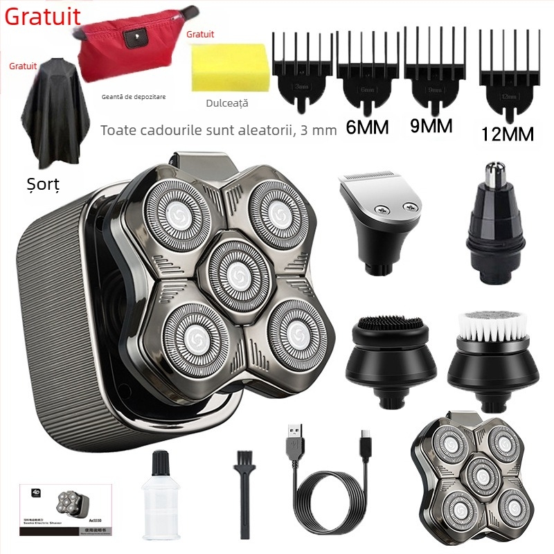 Aparat de ras electric pentru bărbați, cu cap de tăiere plutitor, baterie încorporată 500–800 mAh, autonomie peste 60 de minute, motor fără perii, încărcare și alimentare cu utilizare dublă