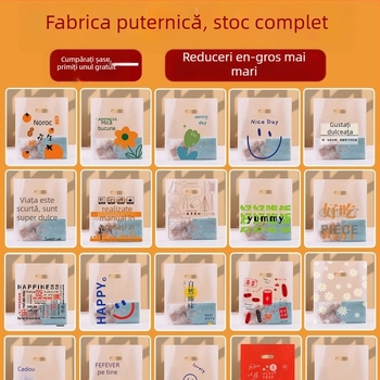 Sac de ambalare din plastic, transparent, pentru brutărie și livrare, cu logo imprimat