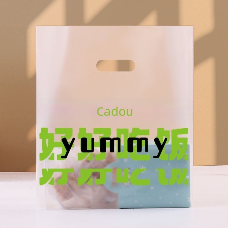 Sac de ambalare din plastic, transparent, pentru brutărie și livrare, cu logo imprimat