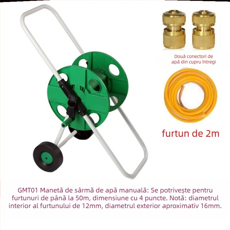 Tambur de înfășurare a furtunului de irigații, udare cu presiune înaltă pentru grădină, legume și acvariu