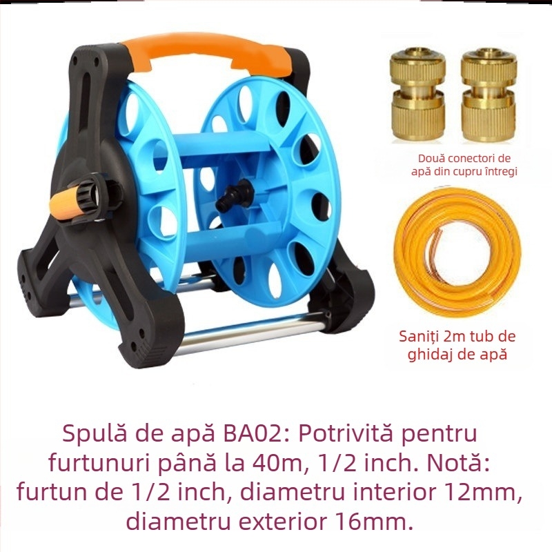 Tambur de înfășurare a furtunului de irigații, udare cu presiune înaltă pentru grădină, legume și acvariu