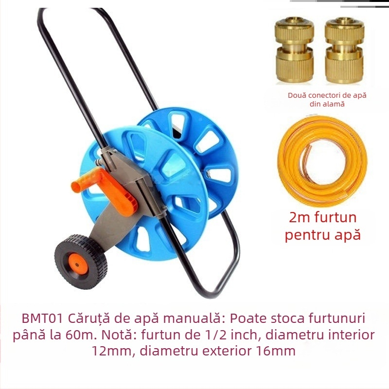 Tambur de înfășurare a furtunului de irigații, udare cu presiune înaltă pentru grădină, legume și acvariu