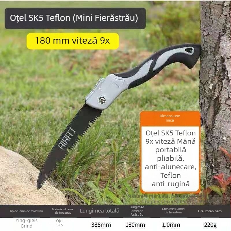 Fierăstrău de mână pliabil, cu lamă din oțel, pentru lemn — stil german de tragere