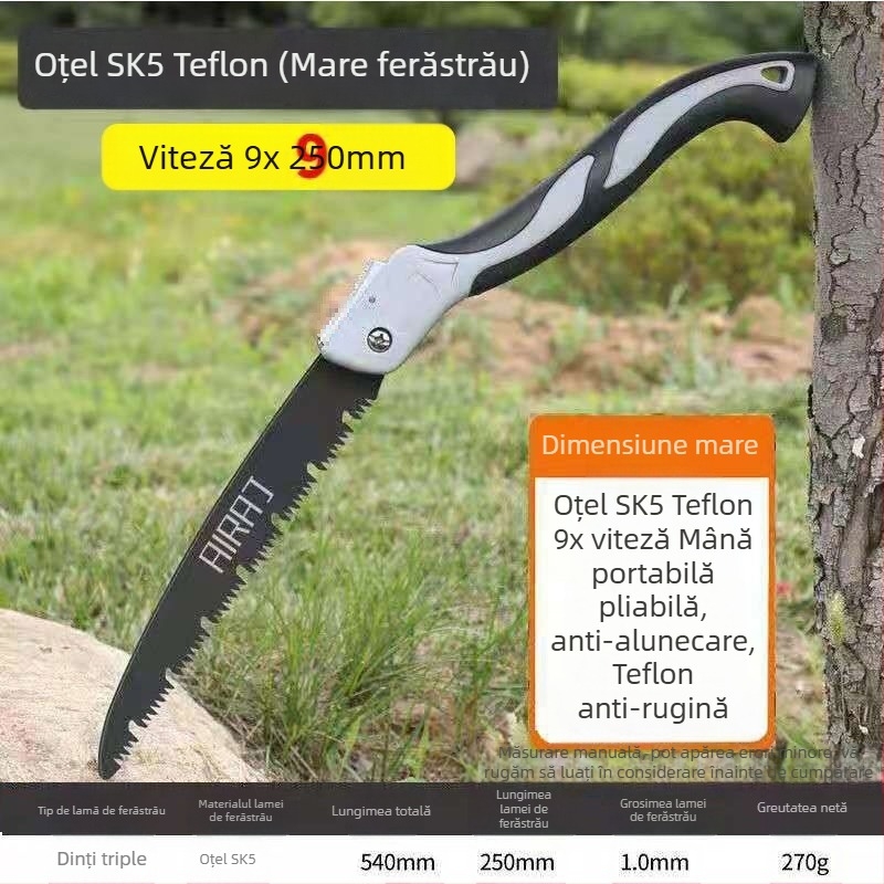 Fierăstrău de mână pliabil, cu lamă din oțel, pentru lemn — stil german de tragere