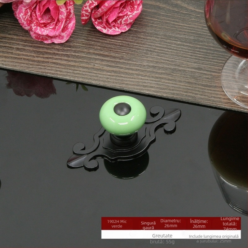 Maner circular ceramic pentru uși și sertare, cu bază, stil modern minimalist.