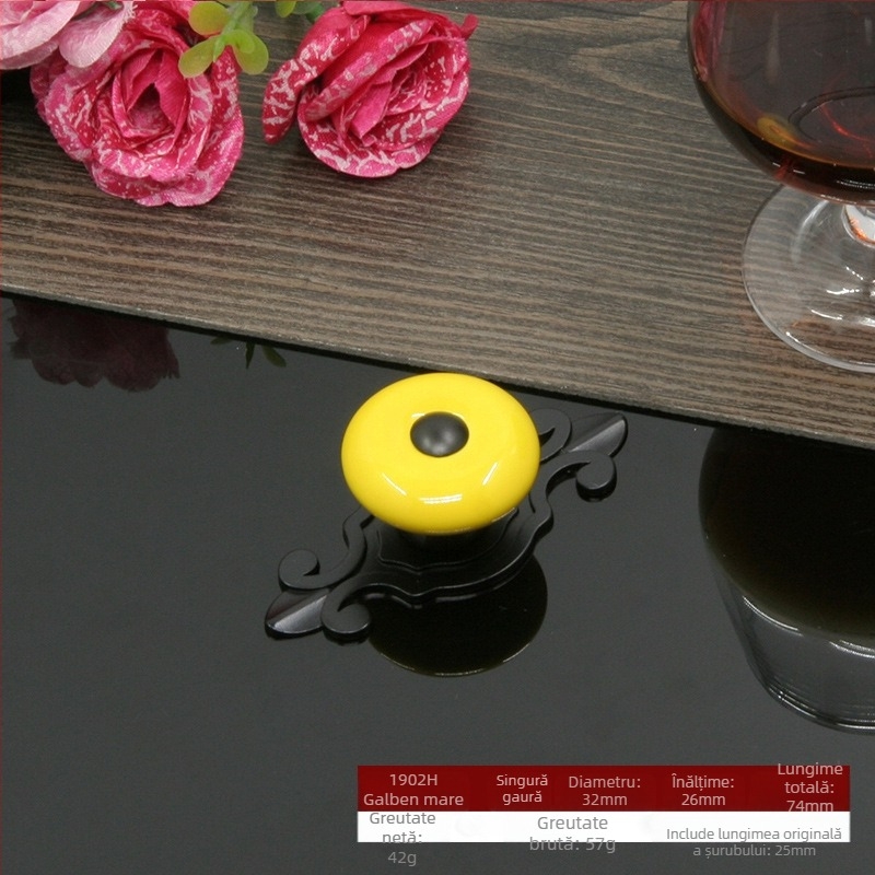 Maner circular ceramic pentru uși și sertare, cu bază, stil modern minimalist.