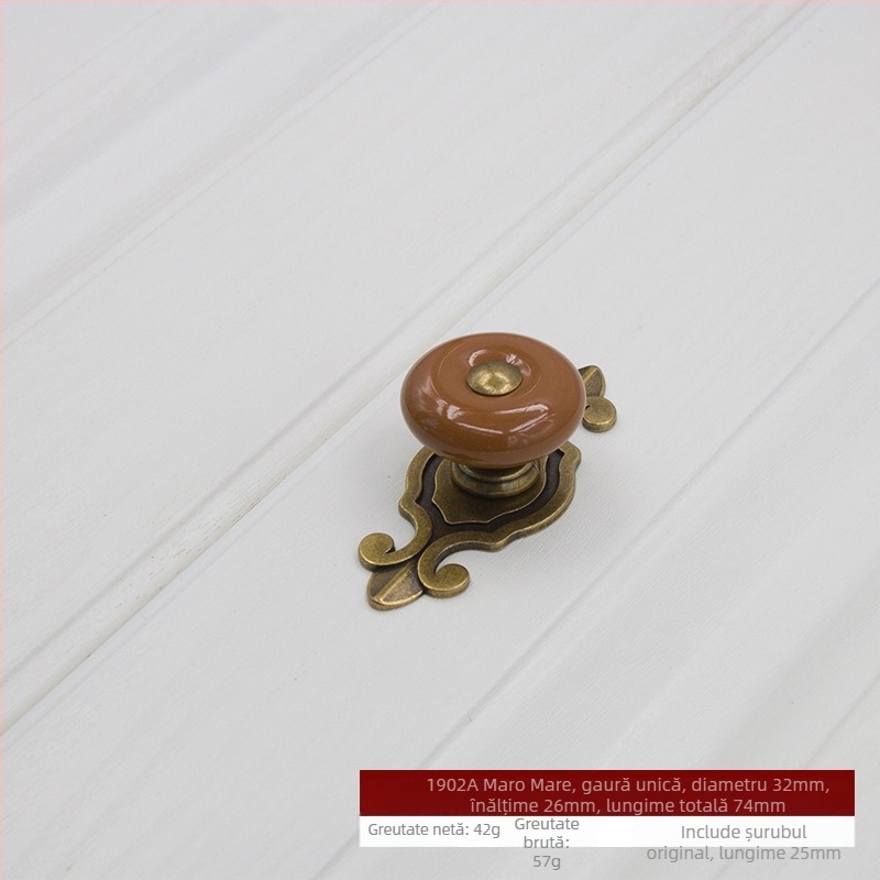 Maner circular ceramic pentru uși și sertare, cu bază, stil modern minimalist.