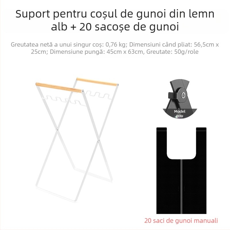Stativ pliabil pentru gunoi pentru camping, cu suport pentru sacoșe de gunoi, 100% material plastic nou