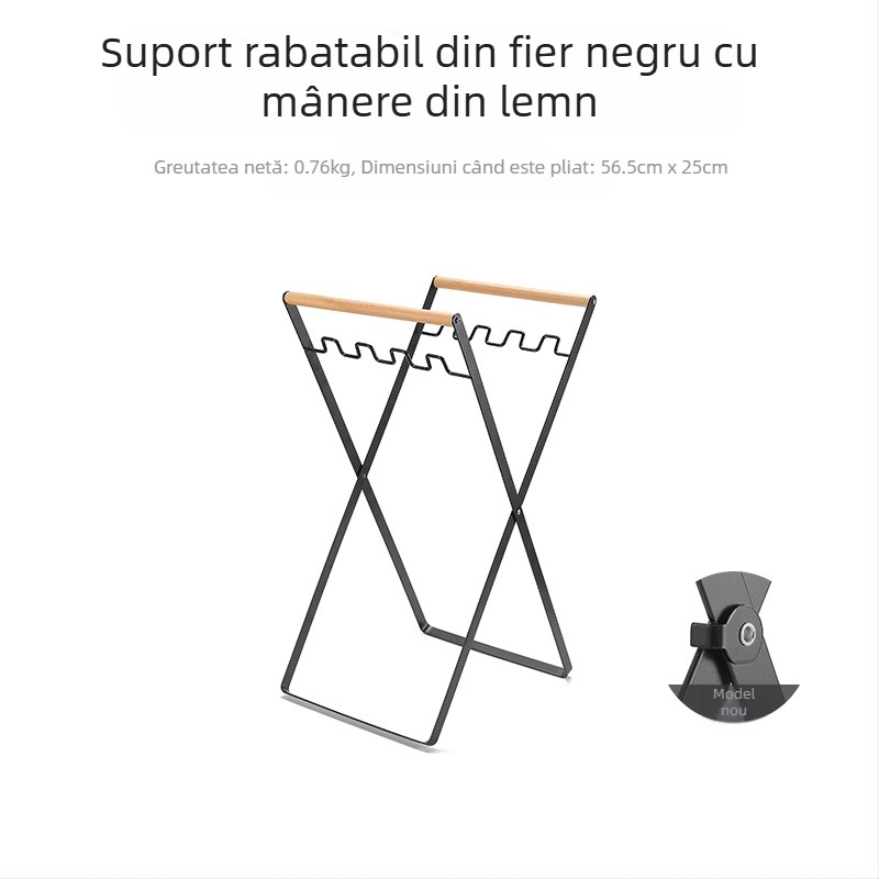 Stativ pliabil pentru gunoi pentru camping, cu suport pentru sacoșe de gunoi, 100% material plastic nou