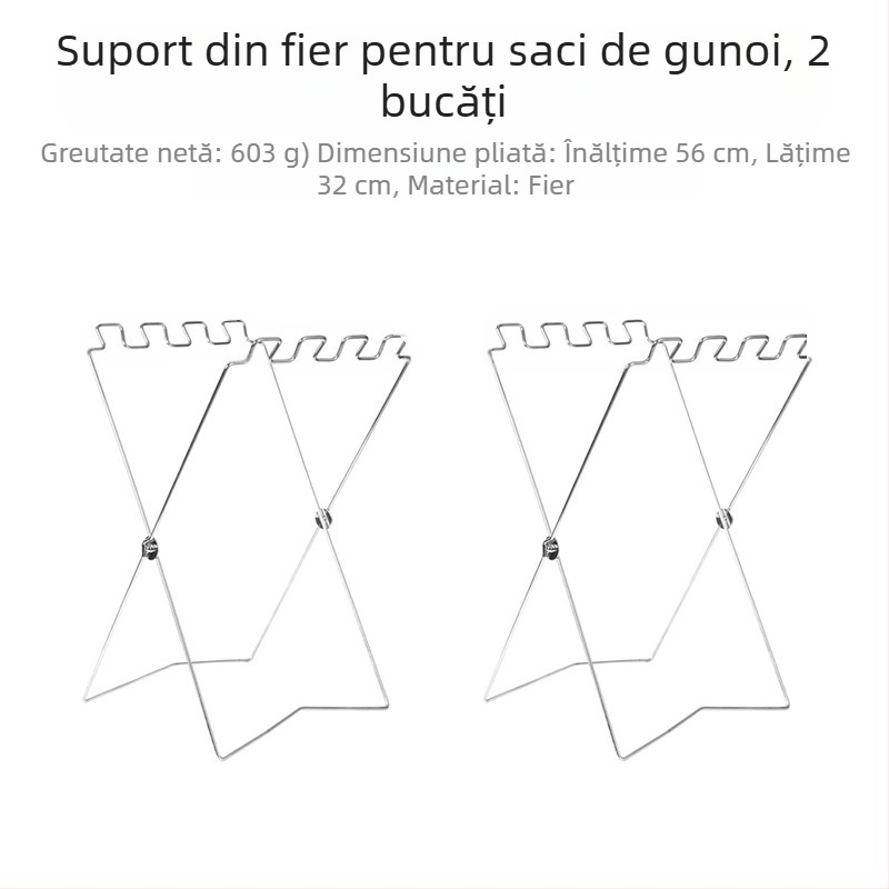 Stativ pliabil pentru gunoi pentru camping, cu suport pentru sacoșe de gunoi, 100% material plastic nou