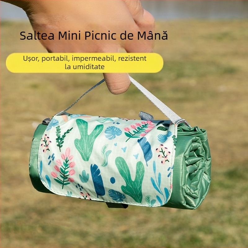 Isdan covoraș mini pentru picnic, nylon, 250 g, țesătură impermeabilă 20D, model YSD-80626, covoraș pliabil pentru camping și activități în aer liber, rezistent la umezeală până la 2000M+