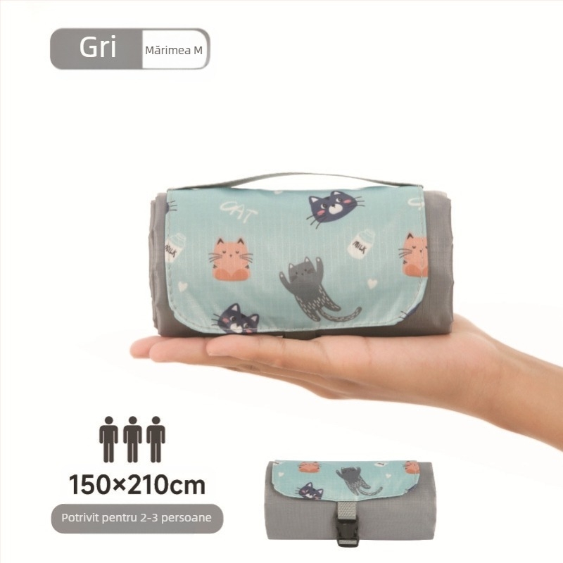 Isdan covoraș mini pentru picnic, nylon, 250 g, țesătură impermeabilă 20D, model YSD-80626, covoraș pliabil pentru camping și activități în aer liber, rezistent la umezeală până la 2000M+