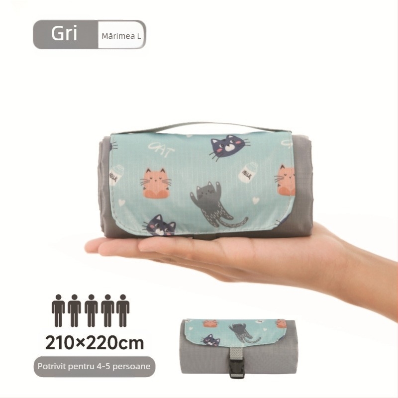 Isdan covoraș mini pentru picnic, nylon, 250 g, țesătură impermeabilă 20D, model YSD-80626, covoraș pliabil pentru camping și activități în aer liber, rezistent la umezeală până la 2000M+