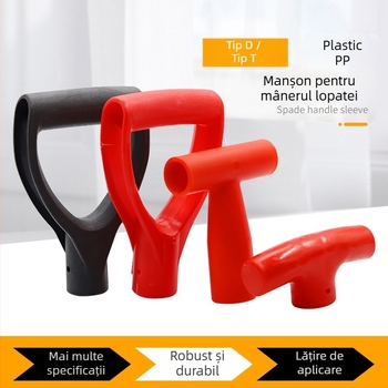 Mâner de lopată tip T/D, cap din plastic îngroșat și tijă din lemn, pentru unelte agricole