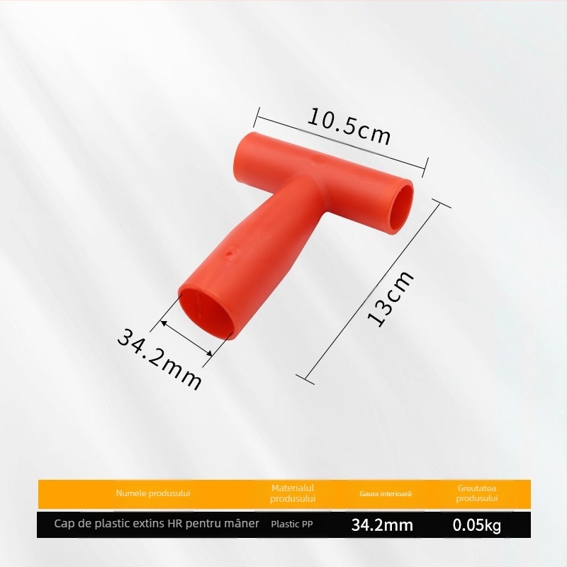 Mâner de lopată tip T/D, cap din plastic îngroșat și tijă din lemn, pentru unelte agricole