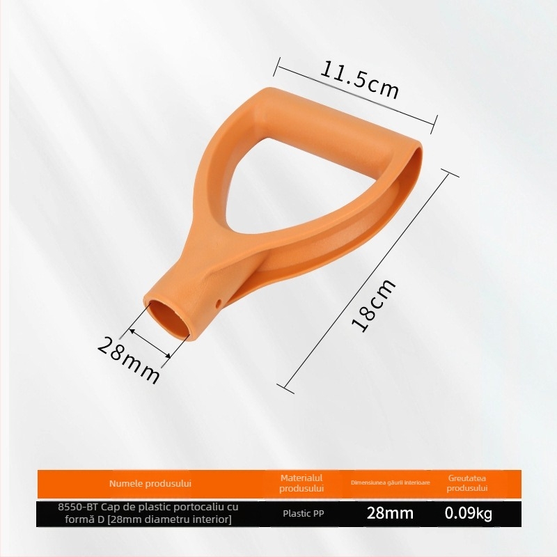 Mâner de lopată tip T/D, cap din plastic îngroșat și tijă din lemn, pentru unelte agricole