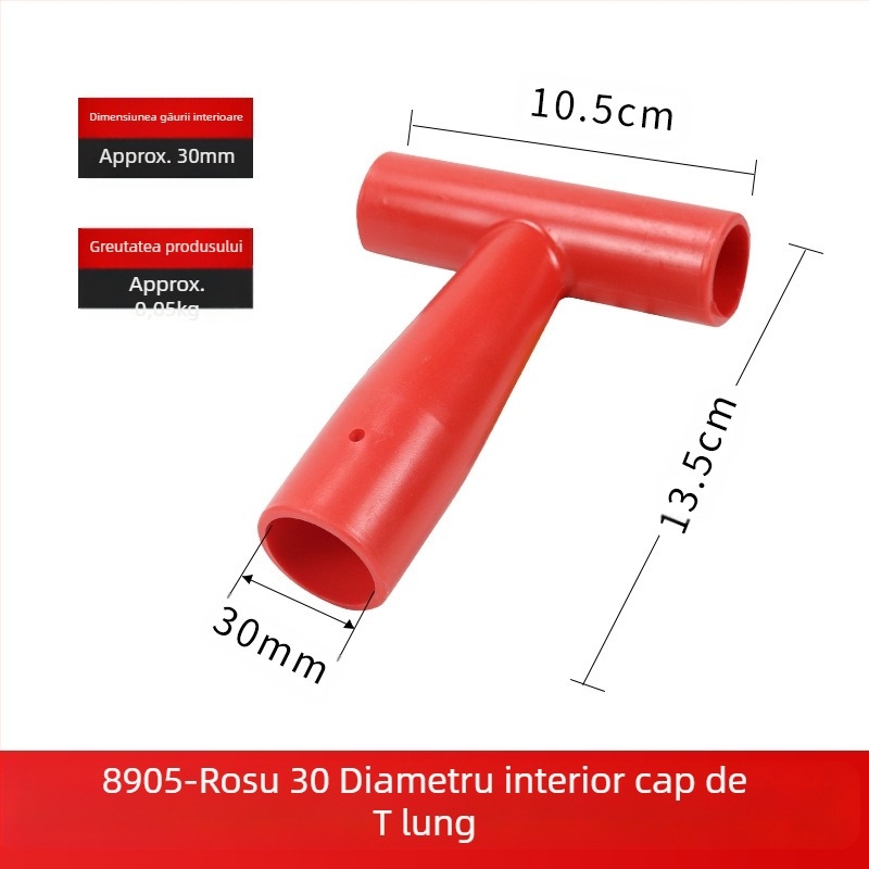 Mâner de lopată tip T/D, cap din plastic îngroșat și tijă din lemn, pentru unelte agricole