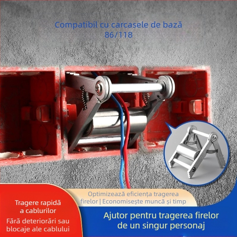 Instrument pentru ghidarea cablurilor în instalații electrice — rolă de tras cabluri cu un singur fir și accesories pentru priză în cutia de cablu