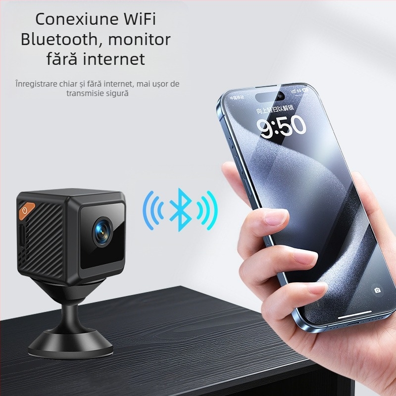 Cameră de acțiune W02 cu video 1080p, unghi de 140°, viziune nocturnă, WiFi și Bluetooth.