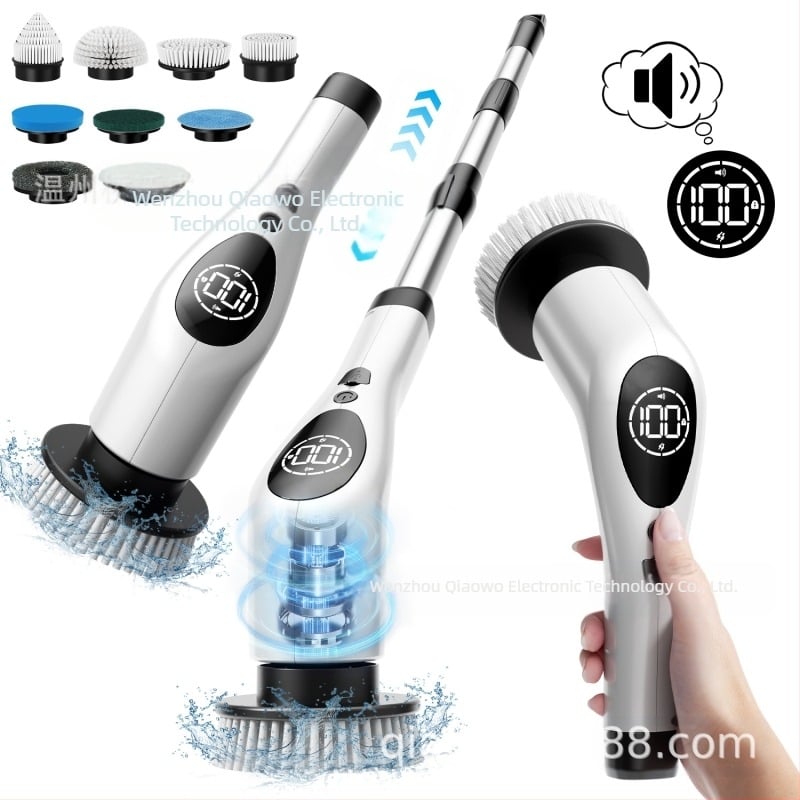 Mop electric pentru podea, manual, fără fir, afișaj LCD, avertizare vocală, nouă în una