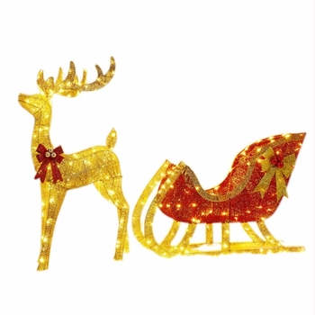 Ornament de Crăciun cerbul din fier forjat – sculptură geometrică din sârmă de oțel pentru hoteluri și decor festiv, ambalaj într-o cutie din lemn