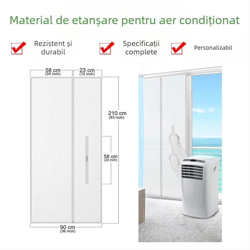 Pânză de etanșare pentru climatizor de fereastră — impermeabilă, anti țânțari, protecție împotriva aerului direct; Material: fibră chimică; Brand: Boxin