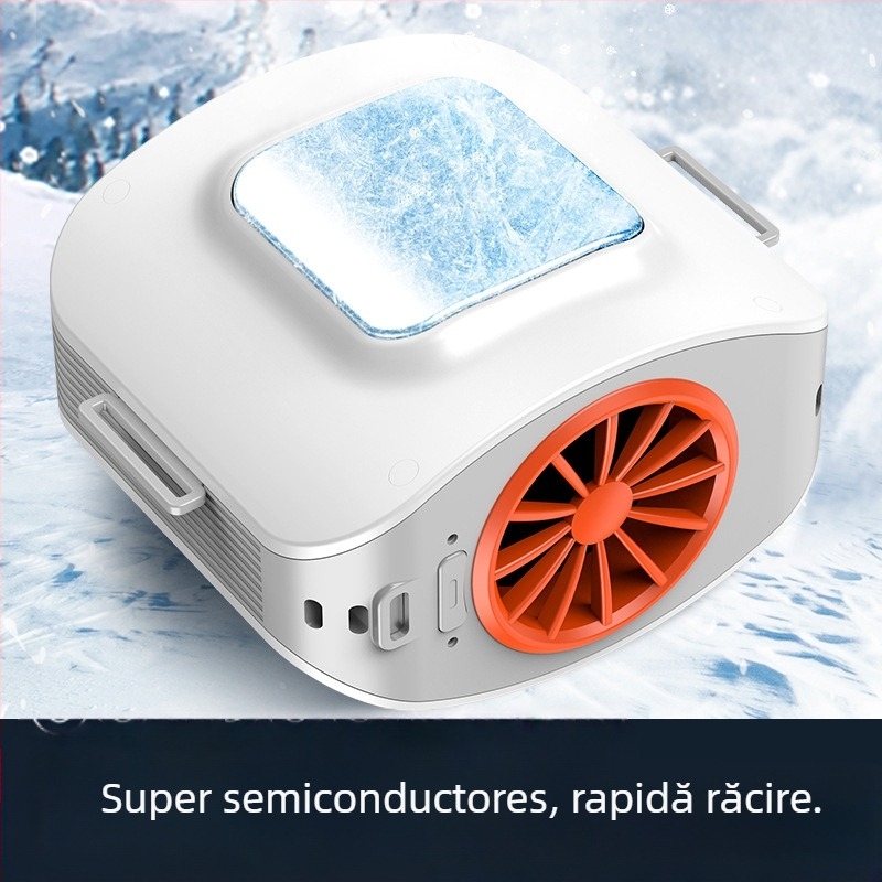 K059 ventilator talie cu răcire pe bază de semiconductori — baterie 4000 mAh, 3 trepte de vânt, autonomie 8–12 h, zgomot 37–45 dB, reîncărcabil