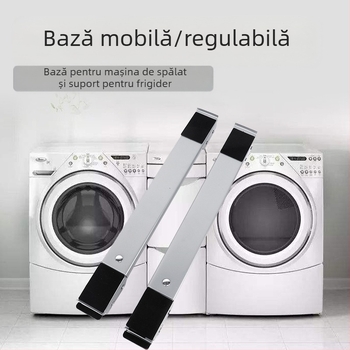 Bază universală pentru mașină de spălat și frigider, structură metalică rezistentă la rugină, antiderapantă, reglabilă și mobilă, fără montaj