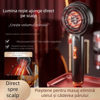 Pieptan masaj EMS electric multifuncțional pentru creșterea părului cu laser, masaj al scalpului, model HG01, compatibil universal, 3 trepte, lansat în 2025.