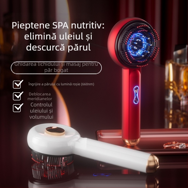 Pieptan masaj EMS electric multifuncțional pentru creșterea părului cu laser, masaj al scalpului, model HG01, compatibil universal, 3 trepte, lansat în 2025.