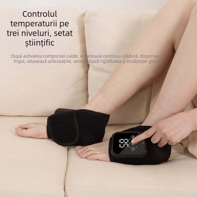 Dispozitiv de masaj pentru gleznă cu încălzire electrică și compresie caldă, construcție din bumbac pentru terapie articulară