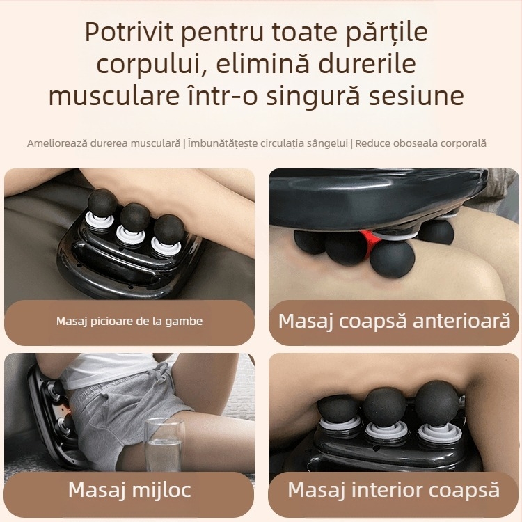 Pistol de masaj muscular cu motor cu peri, 6 capete, 5 niveluri de viteză, baterie încorporată 2000–4000 mAh, zgomot sub 36 dB