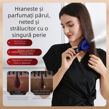Pieptene electric pentru masajul scalpului, creștere a părului, ghidare cu uleiuri esențiale și aplicare medicamentoasă, material ABS