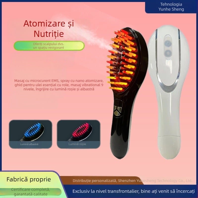 Pieptene electric pentru masajul scalpului, creștere a părului, ghidare cu uleiuri esențiale și aplicare medicamentoasă, material ABS